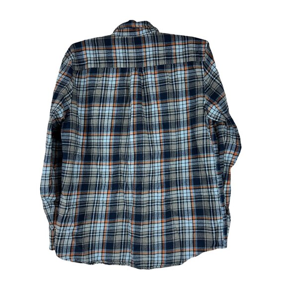 St Johns Bay Mens Button Down Plaid Flannel Shirt Long Sleeve Cotton Navy - Picture 7 of 7